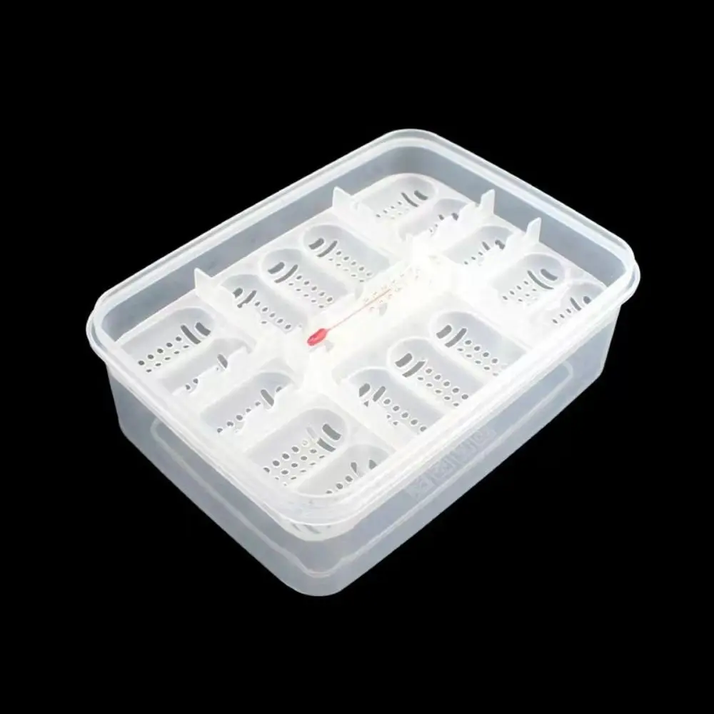 16 Grids Reptile Hatch Box Transparent with Thermometer Crawler Incubation Case Multifunctional Reusable