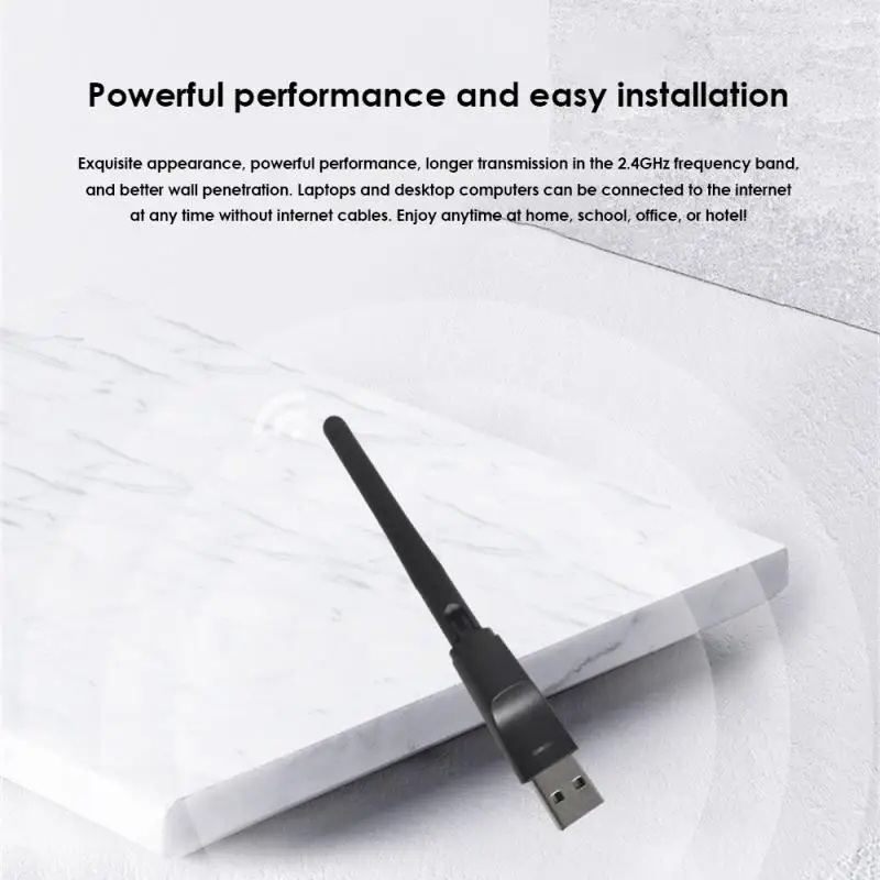 Sem fio Mini USB Dongle Receptor Wi-Fi, 2.4GHz Adaptador WLAN -Fi, 150Mbps Placa de rede, PC, Laptop, DVB T2, DVB T2