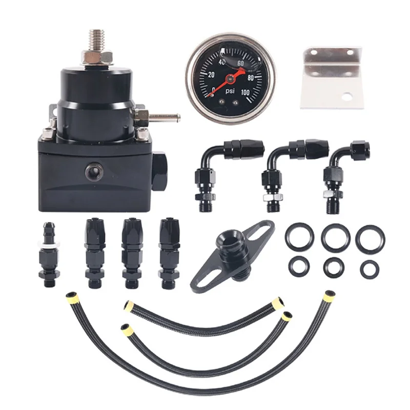 

AN6 Fuel Line Hose Kit With Universal Adjustable Fuel Pressure Regulator Car EFI Gauge