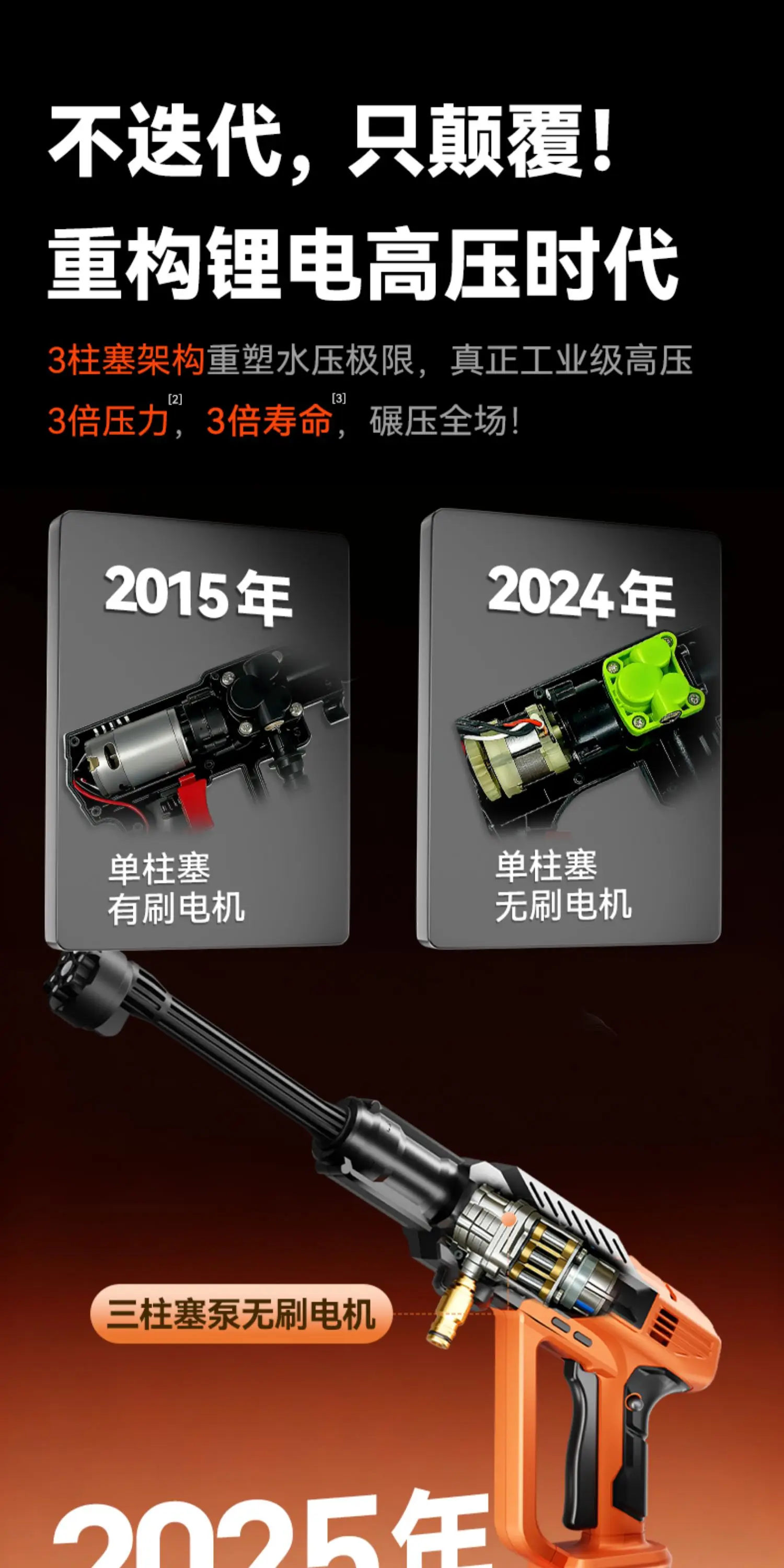 2025 نموذج جديد ثلاثة بطارية ليثيوم غسالة الضغط العالي لغسل السيارات ، مدفع المياه المعزز ، آلة غسيل السيارات للاستخدام المنزلي