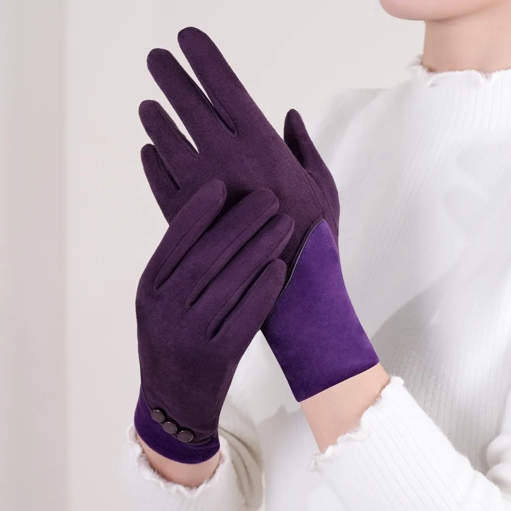 Practical Elegant Winter Thermal Gloves Warm Thick Touch-Screen Gloves Breathable Insulated Windproof Suede Gloves Gift