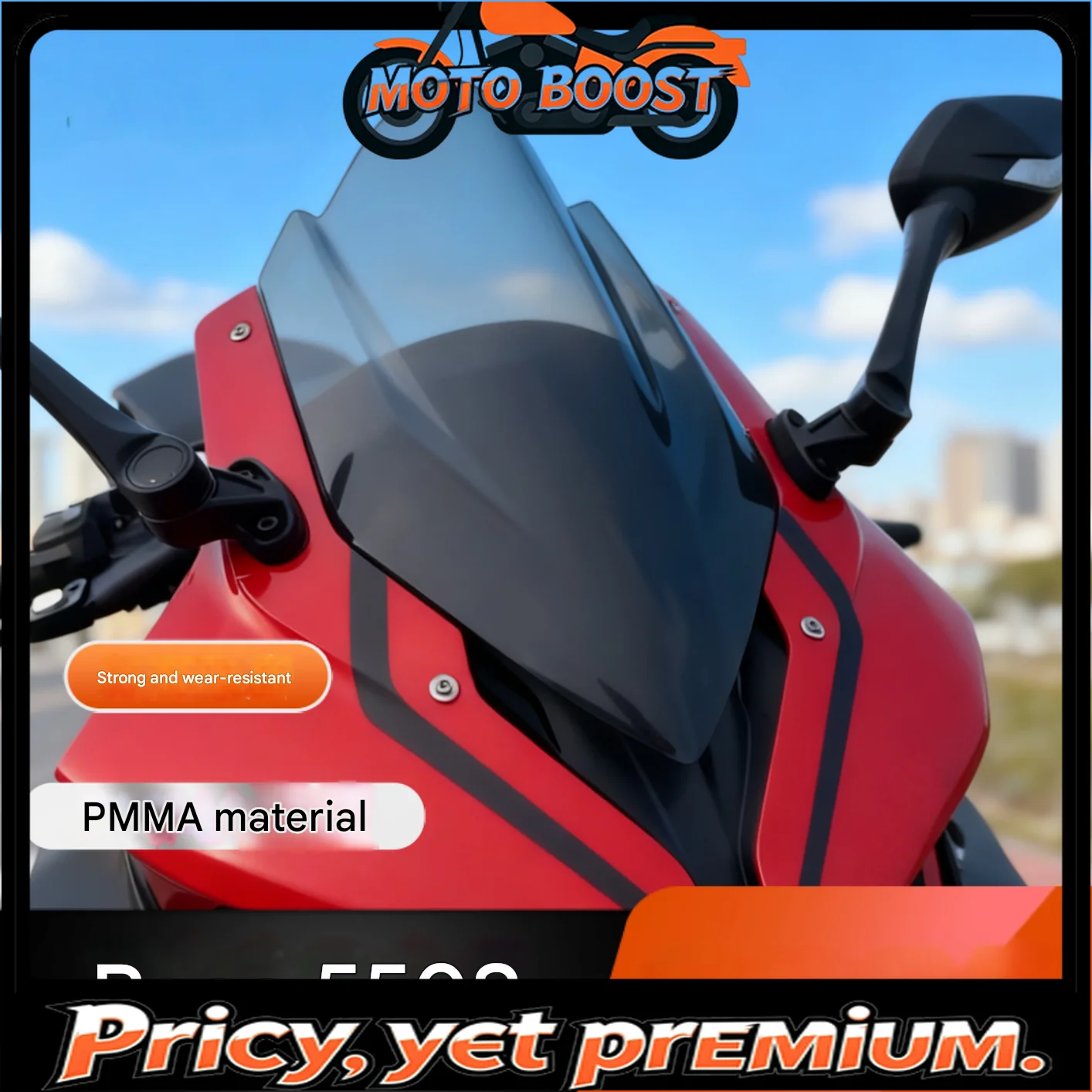FOR QJMOTOR Sai 550S Racing Style Heightened Windshield Chest Guard Wind Deflector for Motorcycles Enhanced Riding Safety