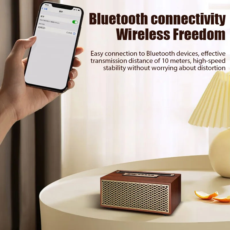 XM 5-barra Retro de madera con Bluetooth, Subwoofer estéreo de alta fidelidad, portátil, Radio FM, soporte para teléfono móvil