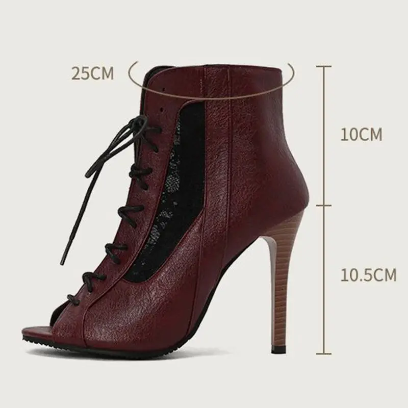 

SIMLOVEYO Peep Toe Тонкие каблуки 11 см на молнии со шнуровкой Размешанные цвета Плюс Размер 48 49 50 Сексуальные летние ботинки для вечеринок Модные женские ботинки
