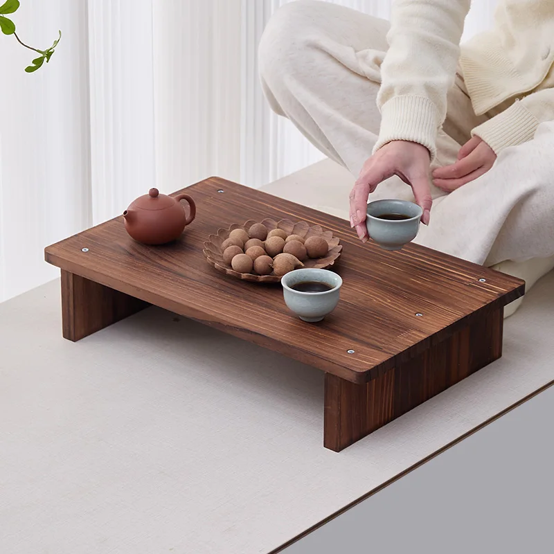 Solid Wood Bay Window Desk Minimalist Bedroom Pinewood Coffee Stand Japanese Tatami Natural Wood Table