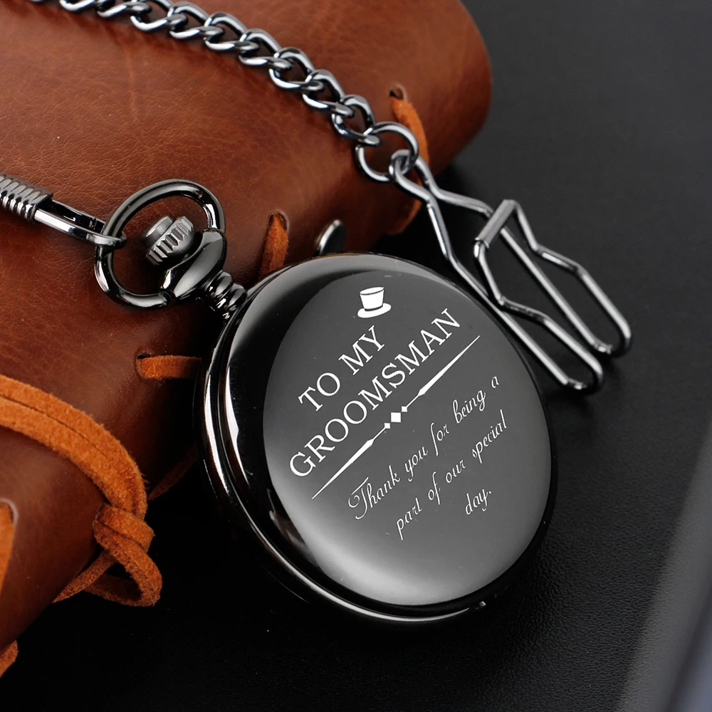 "To My Groomsman Thank You For Being A Part Of Our Special Day "Quartz Pocket Watch with Chain Wedding Bachelor Party Groomsmen