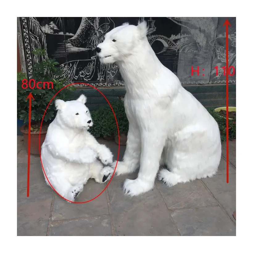 

Life Size 3d Simulation Artificial Polar Bear Statue Christmas Ornaments Park Equipment Realistic Animal Model Supplies