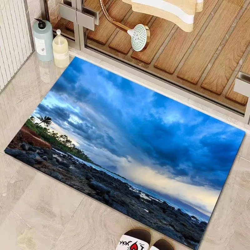 Bathroom floor mat, bathroom door, water-absorbing diatom mud quick-drying foot pad, non-slip and anti-drop household carpet