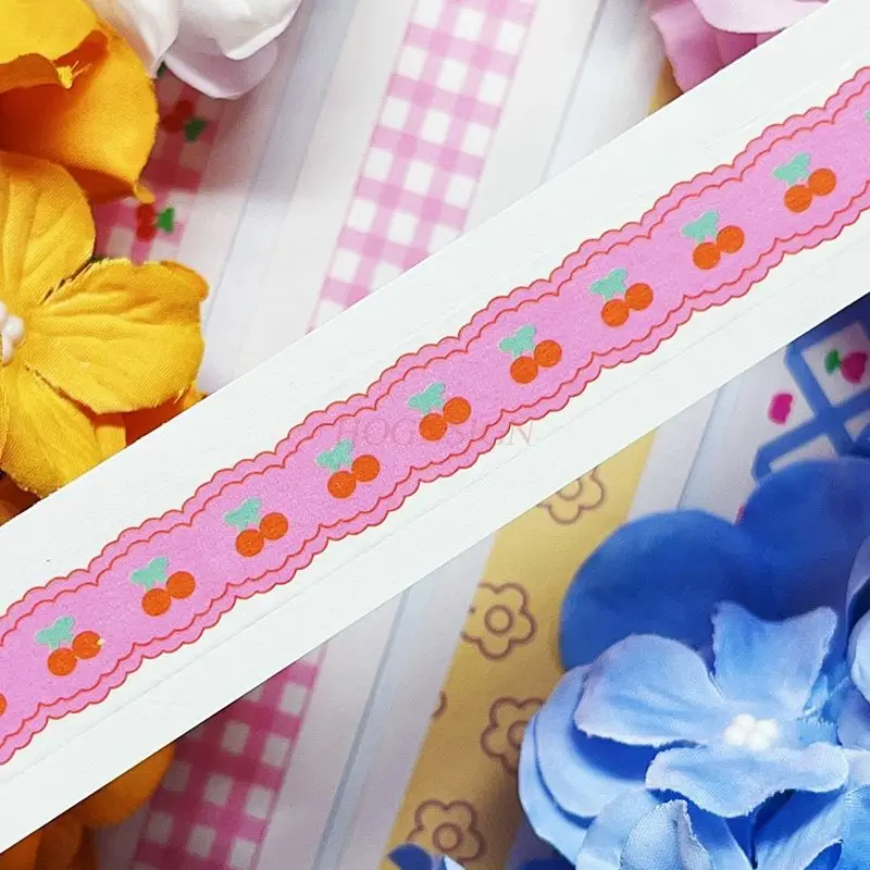 

1roll Cute cartoon adhesive paper girl heart pink cherry hand account decoration sticker DIY and paper tape