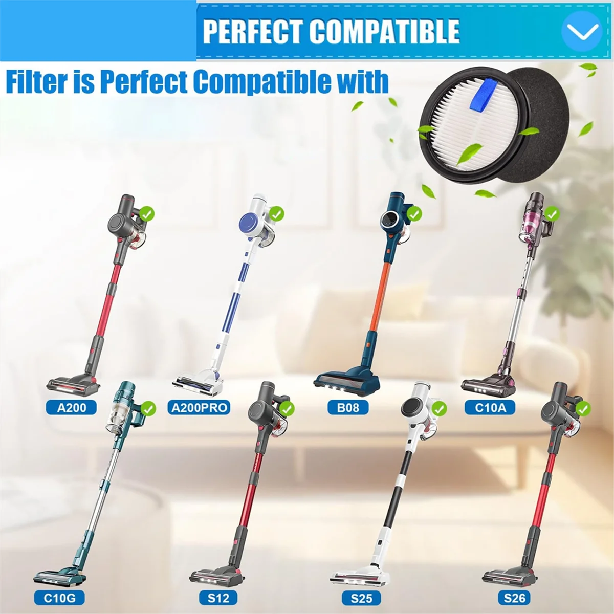 Reemplazo de filtro AD24 para aspiradora vertical Afoddon A200Pro A200, para accesorios de aspiradora inalámbrica serie Orfeld B08 /C10A/C10G