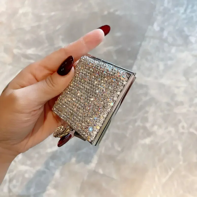 Portable Stainless Steel Makeup Double Sided Mirror Pocket Folded-Side Cosmetic Make Up Mirror Small Various Shapes 1pc Women G