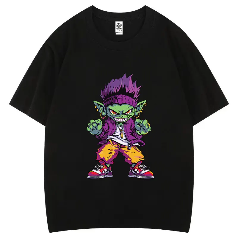 الإبداعية القزم الهيب هوب شخصية القطن تي شيرت مضحك Ropa Hombre القوطية Camisetas الفكاهة جماليات الكلاسيكية مريحة تتجه