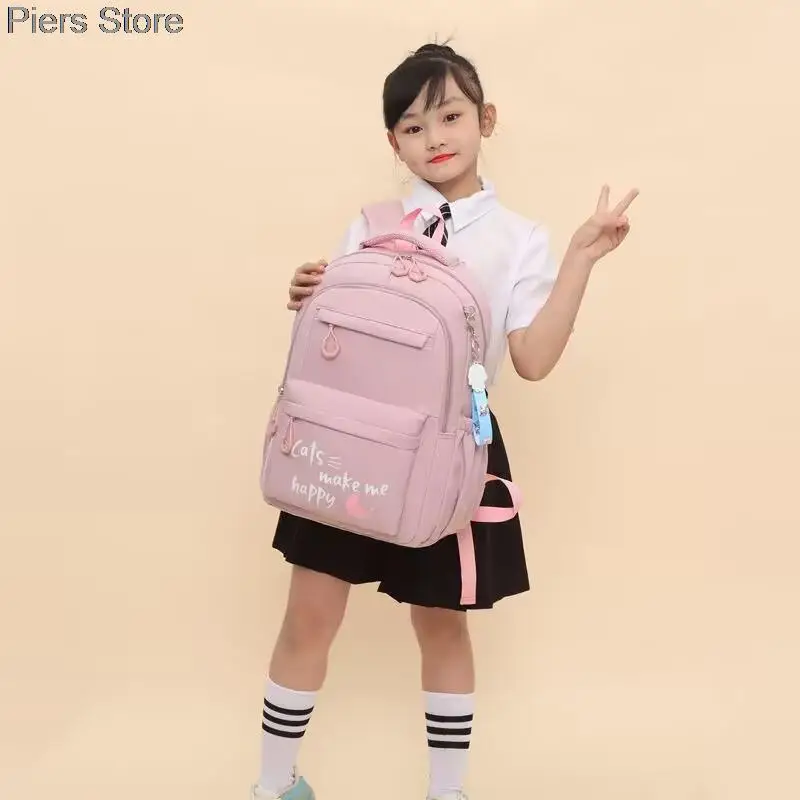 กระเป๋าเป้สะพายหลังนักเรียนหญิงสำหรับวัยรุ่น ผู้หญิง เด็ก สีชมพู กระเป๋าโรงเรียนประถม มัธยม กระเป๋าเป้เด็ก