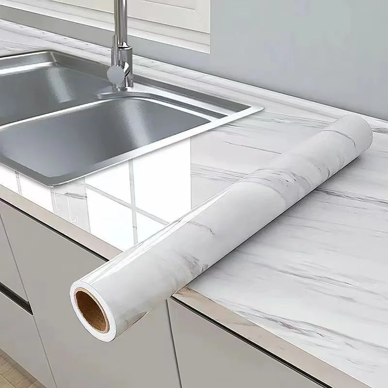40cm Marble PVC Waterproof and Oil Resistant Self-Adhesive Wall Sticker for Cabinet and Living Room Decoration Wallpaper