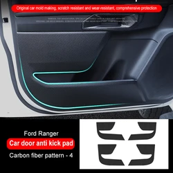 For Ford Ranger T9 2023 2024 Carbon Fiber Sticker Car Door Panel Protection Anti-Kick Cover Interior Decoration Accessories