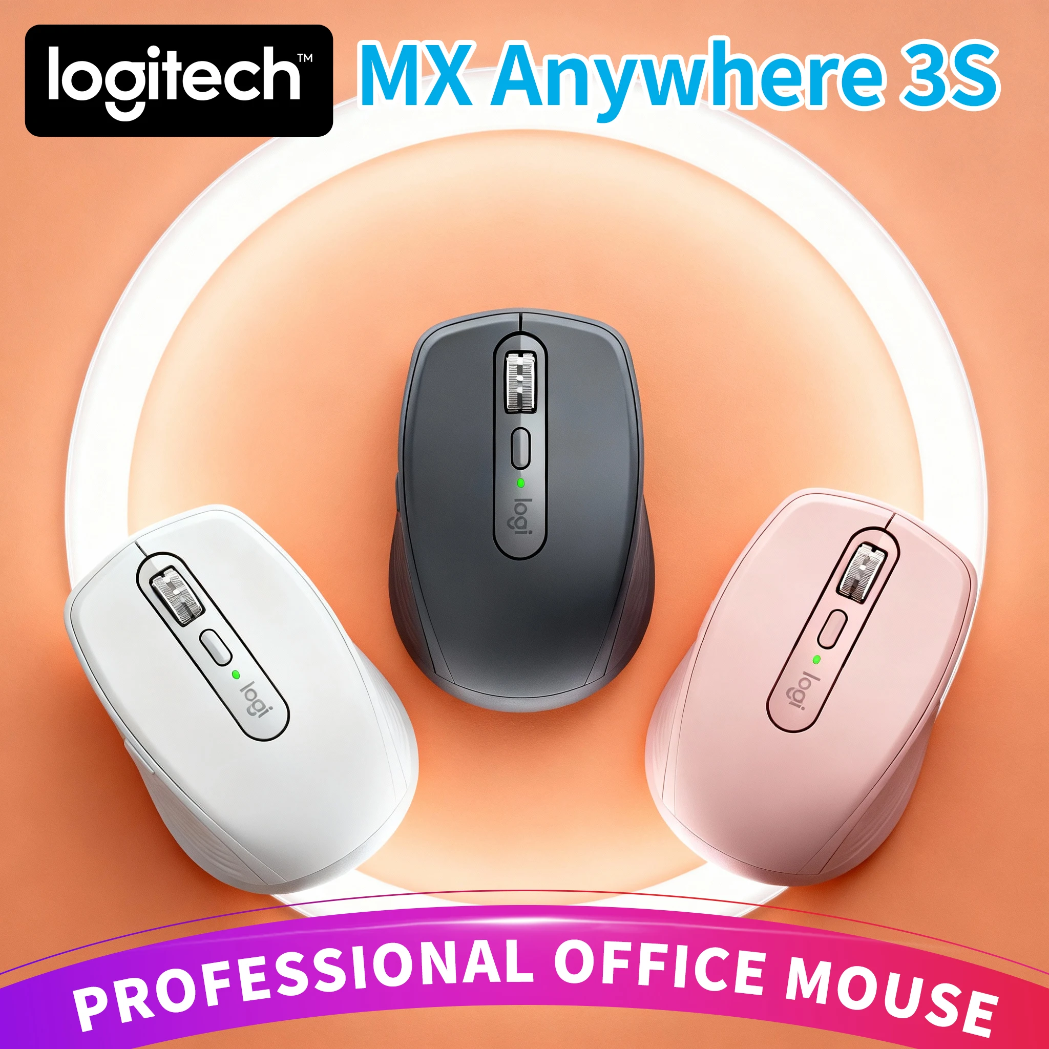 

Logitech MX Anywhere 3S with Darkfield Tracking, Works on Glass & High-Gloss, Silent Buttons, BT 5.0
