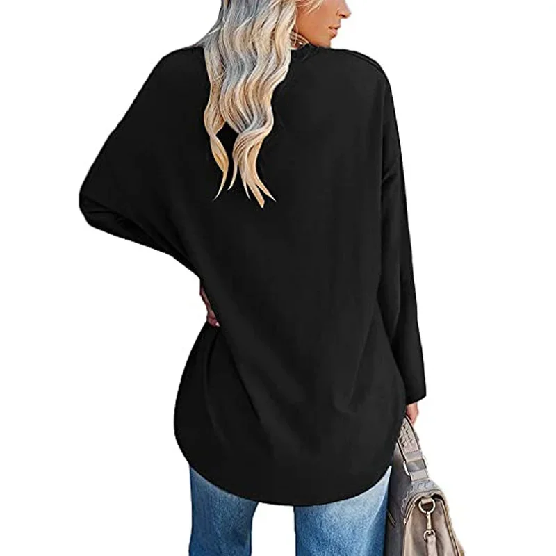 Summer New Leisure Fashion Women Tops Spring And Autumn Long Sleeve Casual Loose Pullovers Solid Color T-Shirts Bottoming Shirts