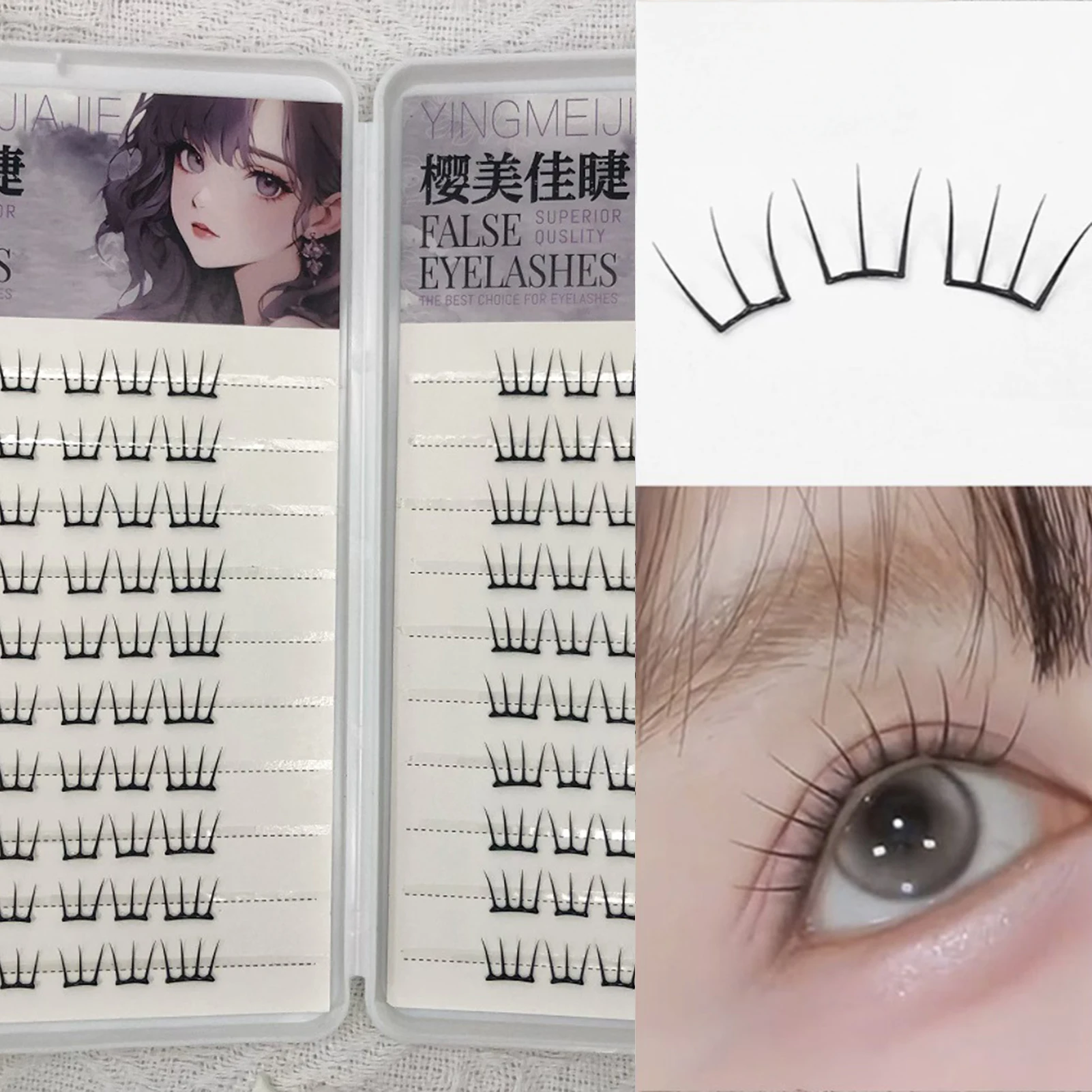 Pestañas postizas sin pegamento en forma de U, extensión de pestañas DIY de estilo coreano, maquillaje Natural, grupo de pestañas DIY para mujeres y niñas