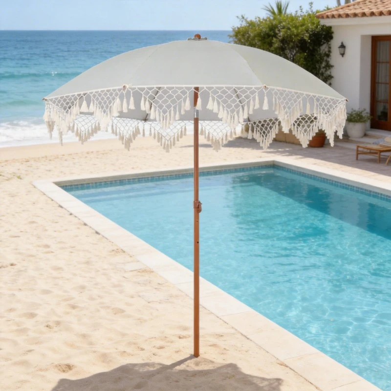 

Пляжный зонт для курортных зон и террас с бахромой, защита от солнца у бассейна