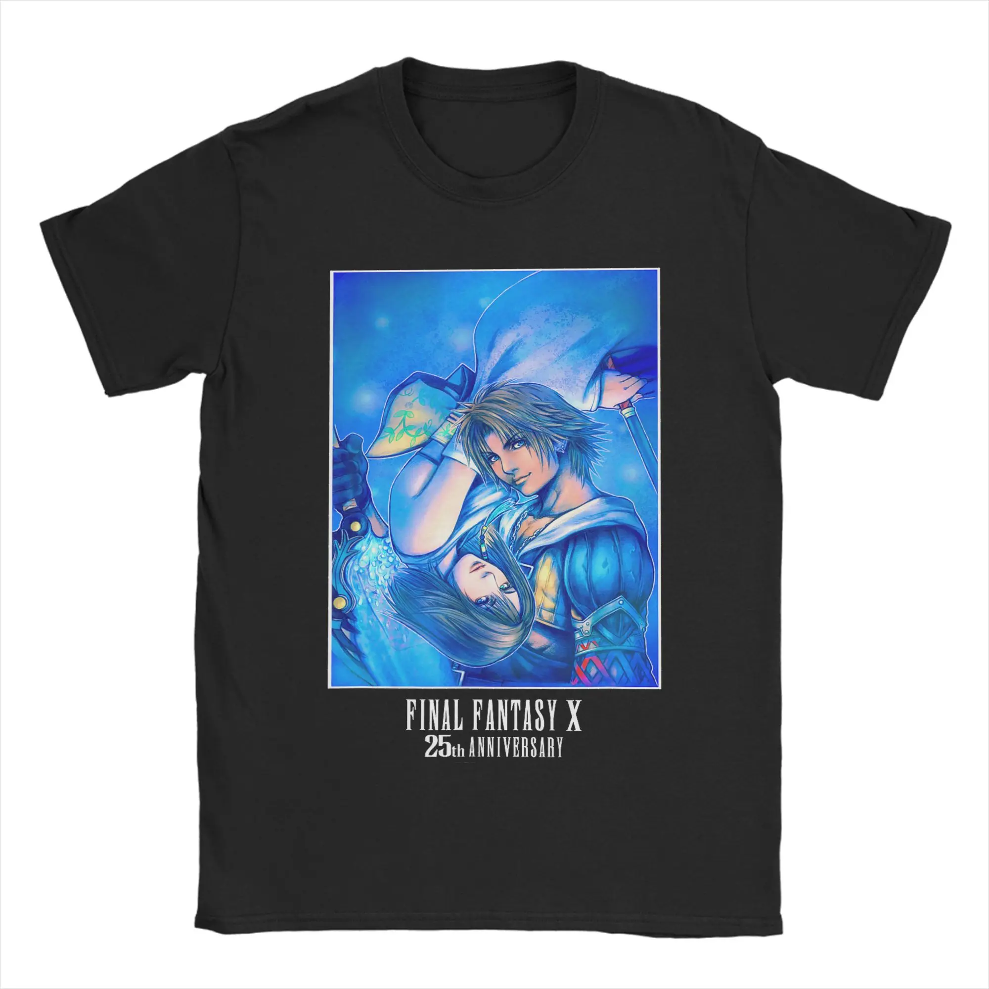 T-Shirt Beach Final Fantasy Anniversary Collection FFX Tidus Yuna Key Art T-Shirts Cotton Tshirt for Adult Y2K Short Sleeve Tees