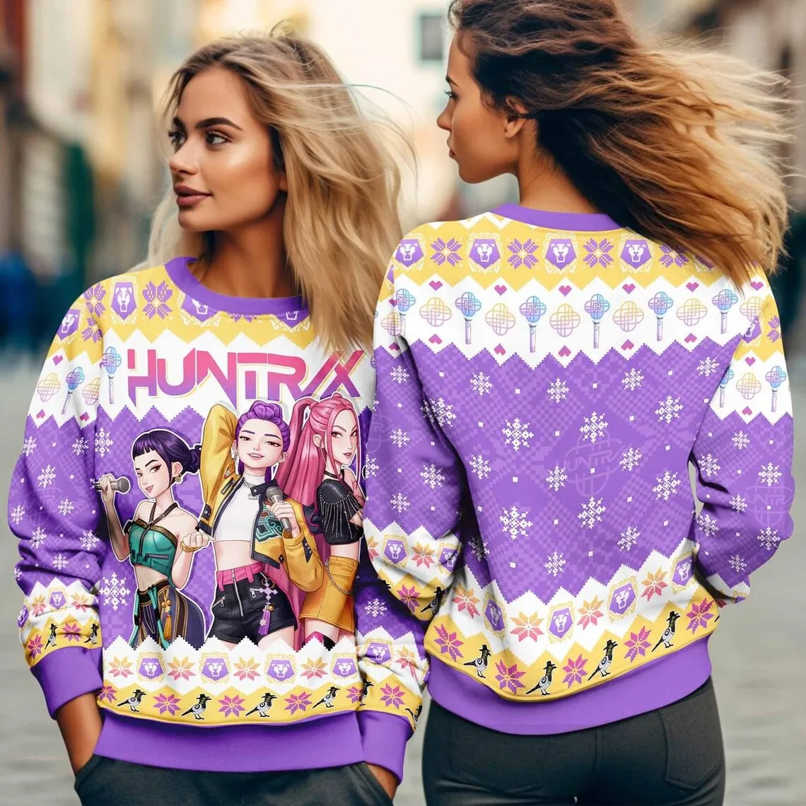 عيد الميلاد هنتركس الأطفال سترة قبيحة بكسل الفتيات عيد الميلاد سترة Kpop شيطان هنتر البلوز هدية عيد الميلاد
