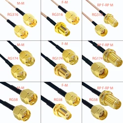 QUALINET RG316 RG174 RG58 Cable SMA Male To SMA Male RPSMA Female 0.1m-15M WiFi Antenna Extension SMA Pigtail Jumper RF Coaxial