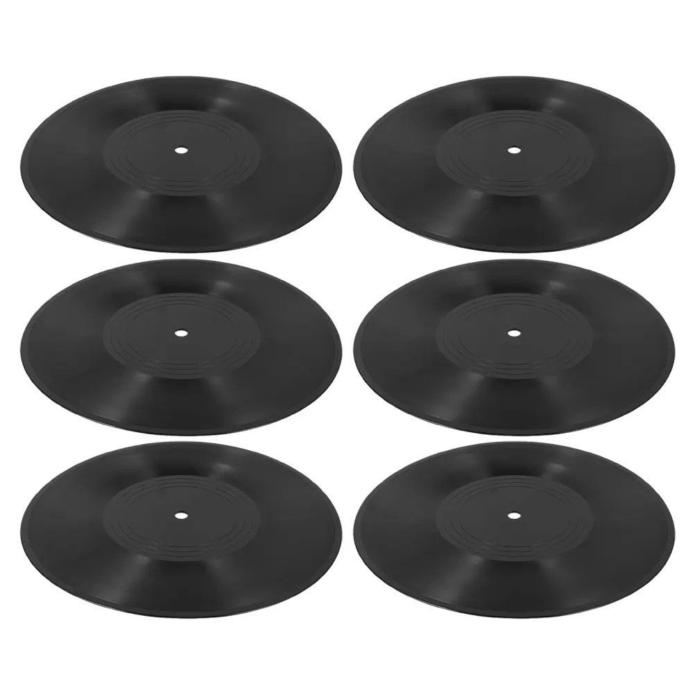 

6 Pcs Vinyl Record Decoration Aesthetic Records Wall Hip Hop Blank Sticker Fake Black