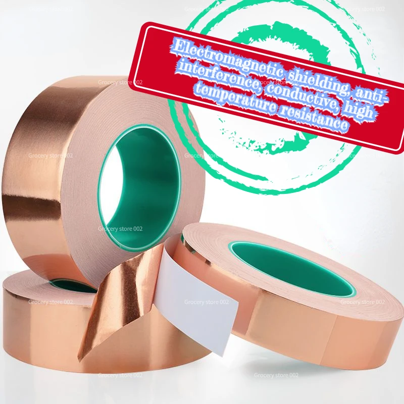 0.05-0.1mm Copper Foil Tape Pure Copper Thickened High Temperature Resistant Shielding Electromagnetic Tape Anti-radiation C5556