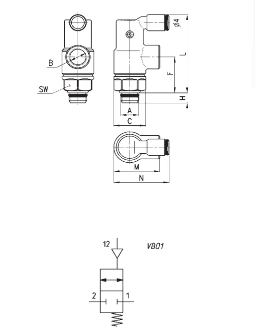 Customized Kangmaosheng CAMOZZI VBO-1/4/1/81/2 Two-way Closed Valve VBU 1/8/3/8 One-way Closed Valve