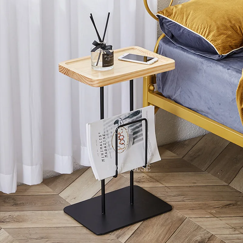 

Simple Modern Living Room Sofa Side Table Solid Wood Designer Small Apartment Coffee Tables Creative Bedroom Hotel Bedside Table