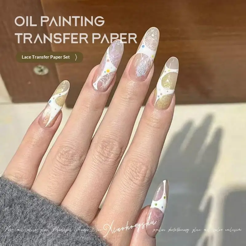 Nail Art Transfer Paper 10Pcs Lace Flower Pattern Vivid Painting Effect Non-fading for Home DIY Salon Nail Art Beginners