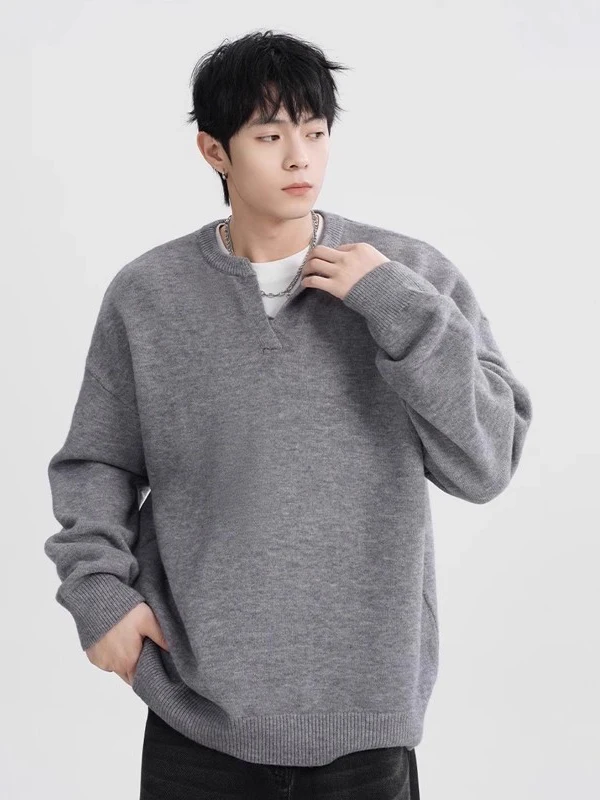 

Теплый длинный вязаный свитер Sve V-Ne, мужской повседневный свободный крой, однотонный зимний зимний удобный топ с подтяжкой