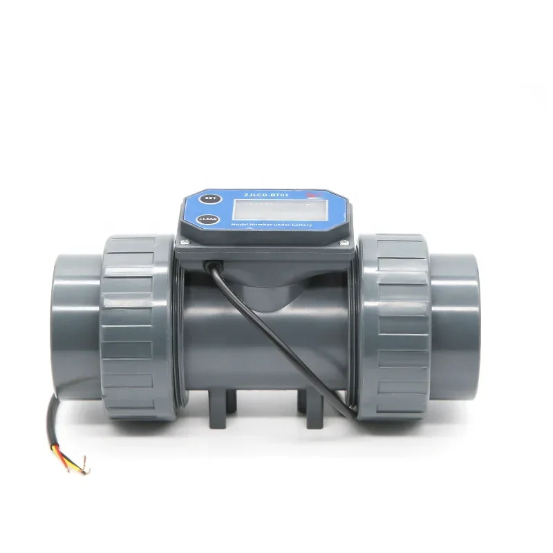 2 Inch Digital Turbine Flow Meter 60-1160GPM PVC Inline Flowmeter With LCD Display For Fluid Water Counter Units QTS Liter Cube