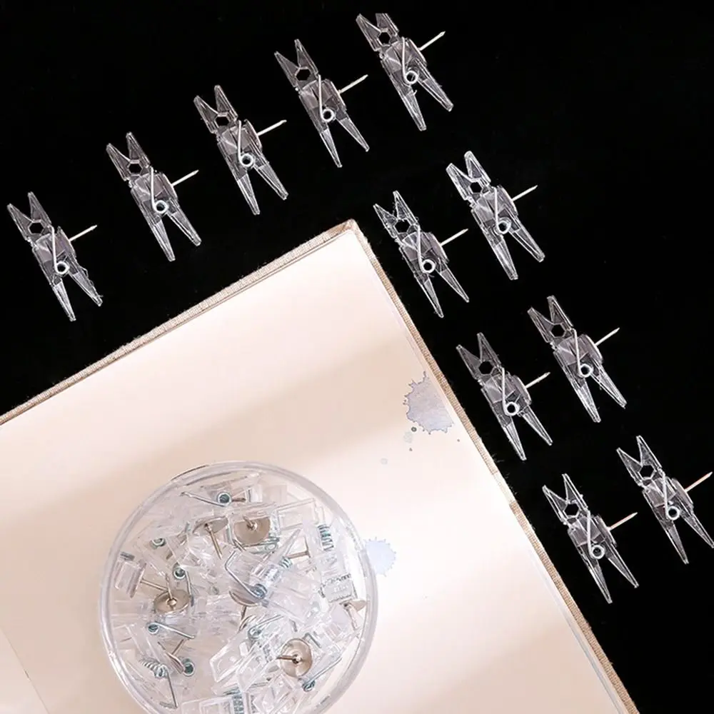 20Pcs/Box Mini Transparent Clip Thumbnails Portable Durable Button Nails Multifunctional Wear Resistant Transparent Pushpins