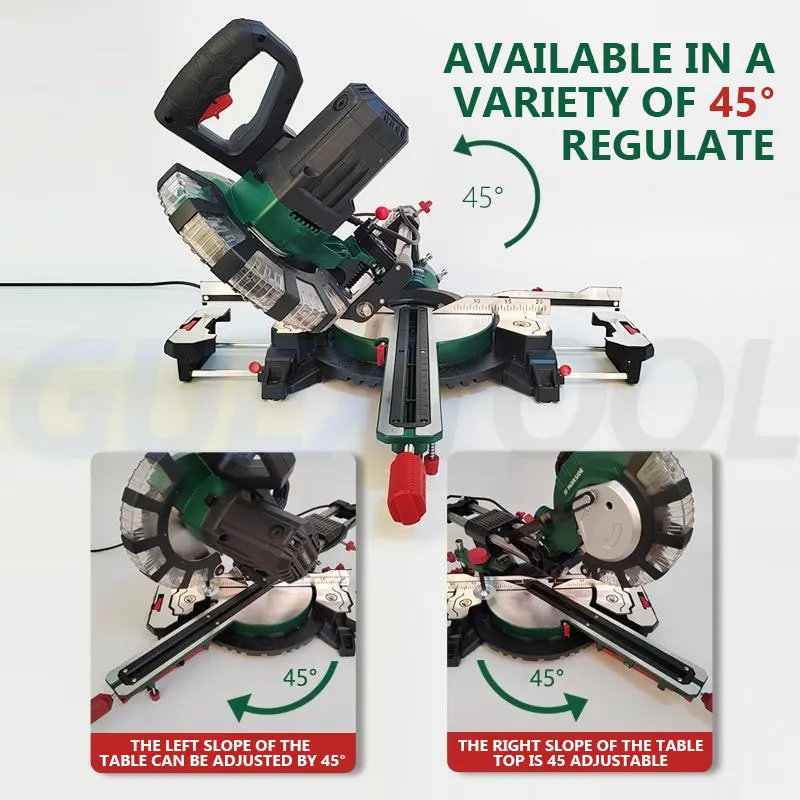Portable High Precision Tiltable Miter Saw,Multifunctional 45 Degree Angle Cutting Saw,Sliding Wood Miter Saw,With Laser LED