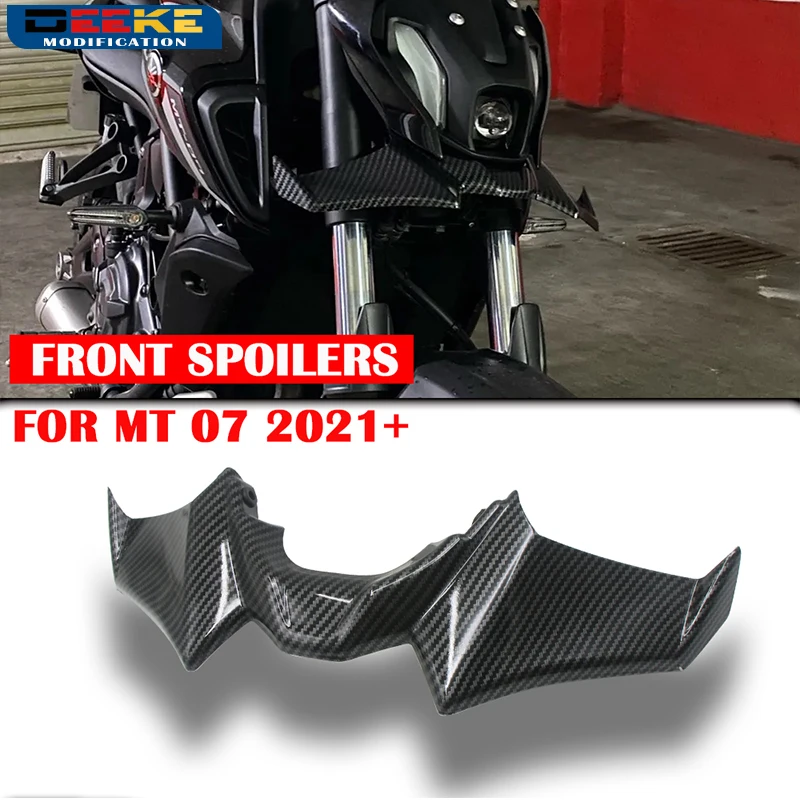 Motorcycle Accessories Black Naked Front Downforce Spoiler Winglet Aerodynamic Wing Kit Spoiler For YAMAHA MT 07 2021 2022 2023