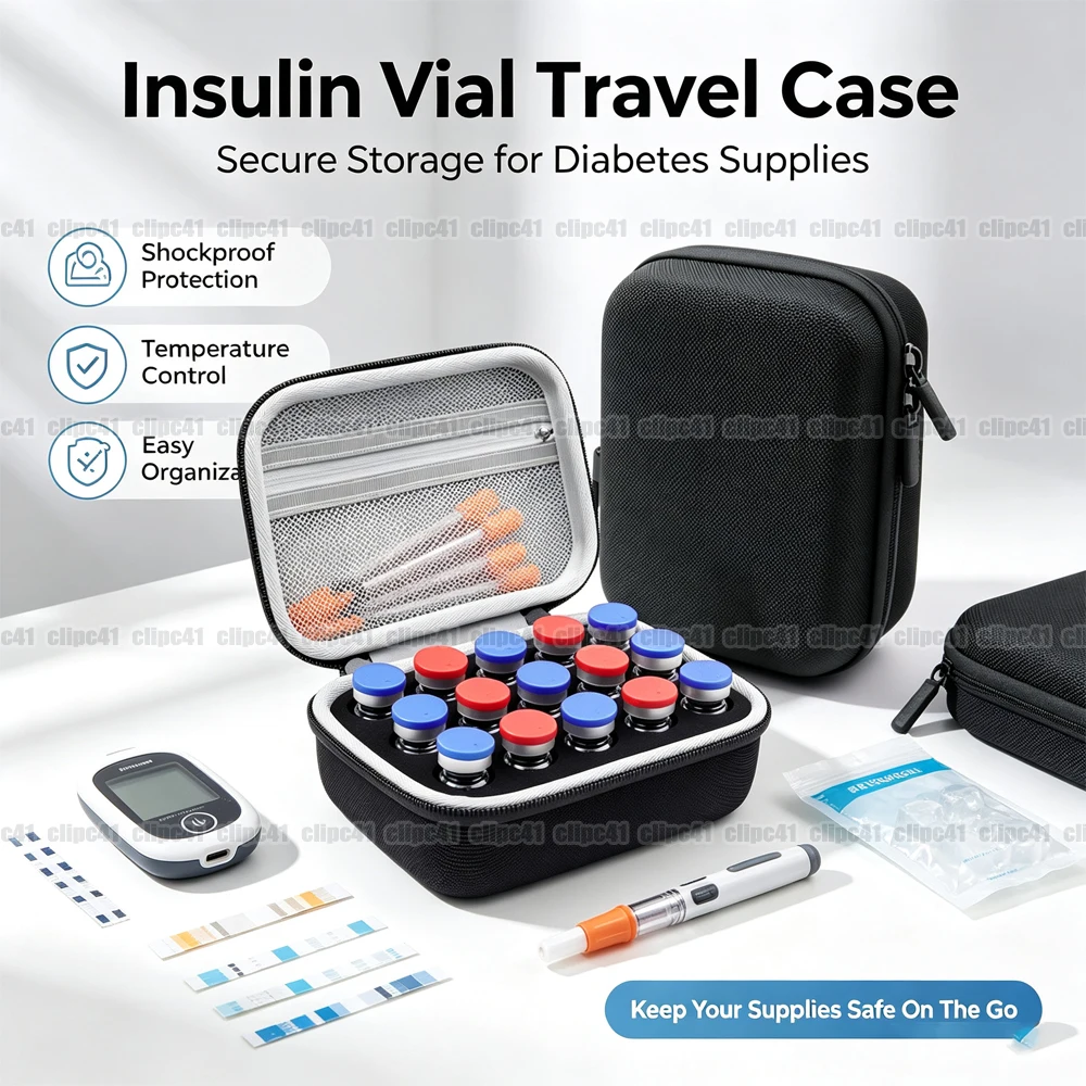 Portable 15-Slot Peptide & Insulin Vial Holder Case, Fits Standard 3/10ml Vials, Foam-Lined Protective Storage Box