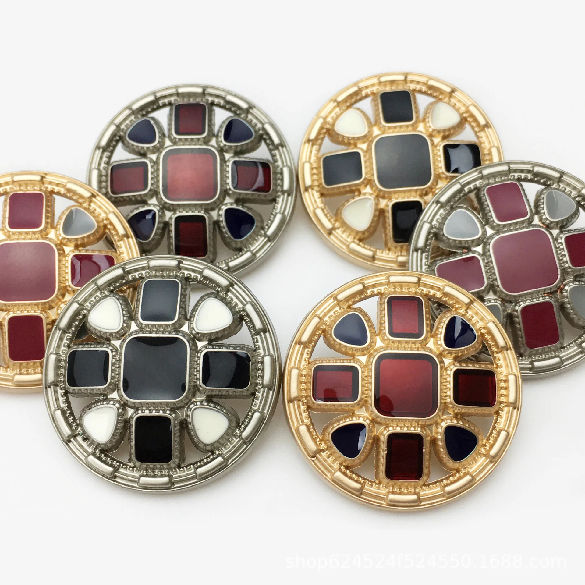 10Pcs/lot 18-25mm Cross Red Colored Metal Button Coat Decorative Jacket With High-End Circular Buttons N679