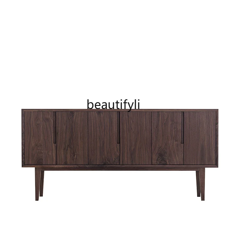 

Nordic Modern Minimalist Solid Wood Sideboard American Black Walnut Color Entrance Cabinet Kitchen Tea Cabinet Wine Cabinet