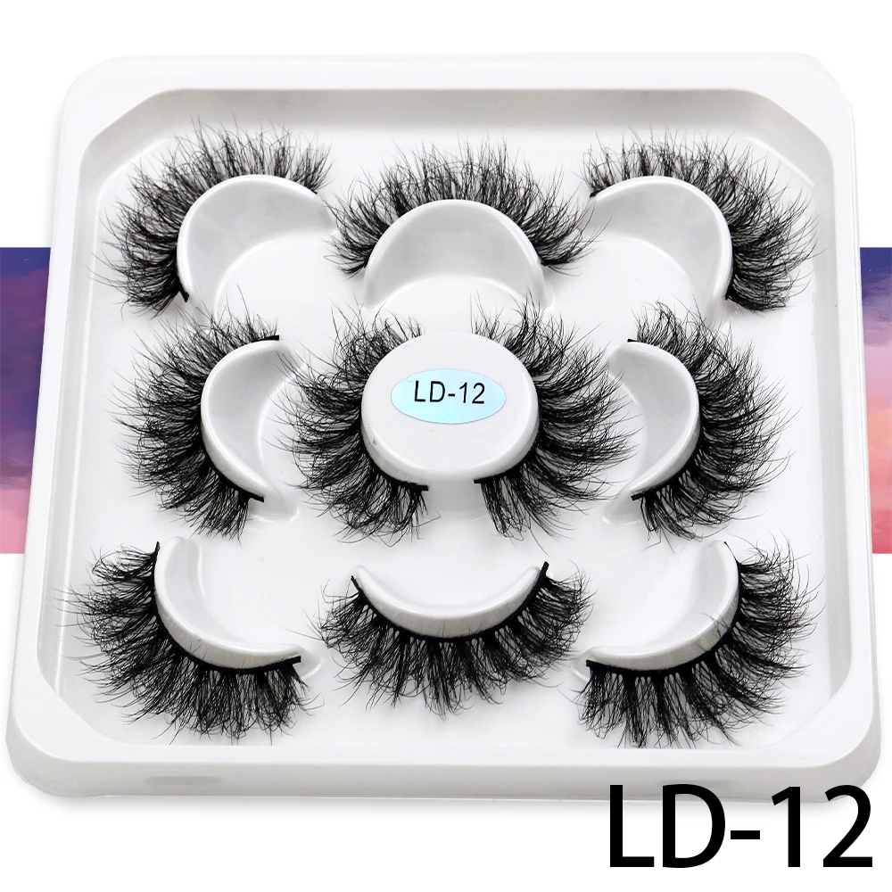 Korea 5 Paare 25mm Nerz Wimpern einzelne natürliche flauschige falsche Wimpern dichte Verlängerung Nerz Wimpern Großhandel Make-up Toole – Detail 28