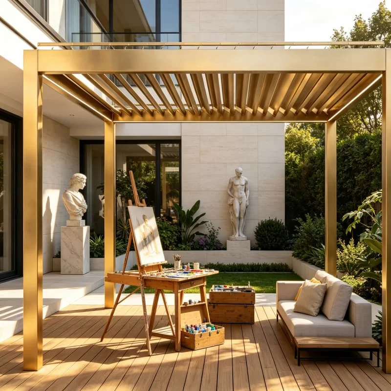Retractable Shade Pergola 3x6m Aluminum Motorized Louvered Waterproof Roof For Garden Patio Deck Carport Shade Customized