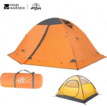 MOBI GERDEN Lengshan Plus 야외 알파인 캠핑 텐트, 2-3 인용 텐트, 사계절 초경량 휴대용 2 도어 텐트, 스노우 스커트 포함