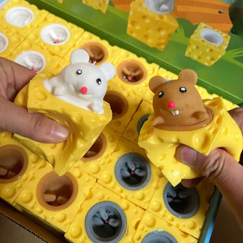 Mouse Squishy Toy Cheese Palla antistress Agitarsi Spremere Rat Mouse Novità Giocattolo Miglior regalo per le persone Giocattolo sensoriale antistress Divertimento