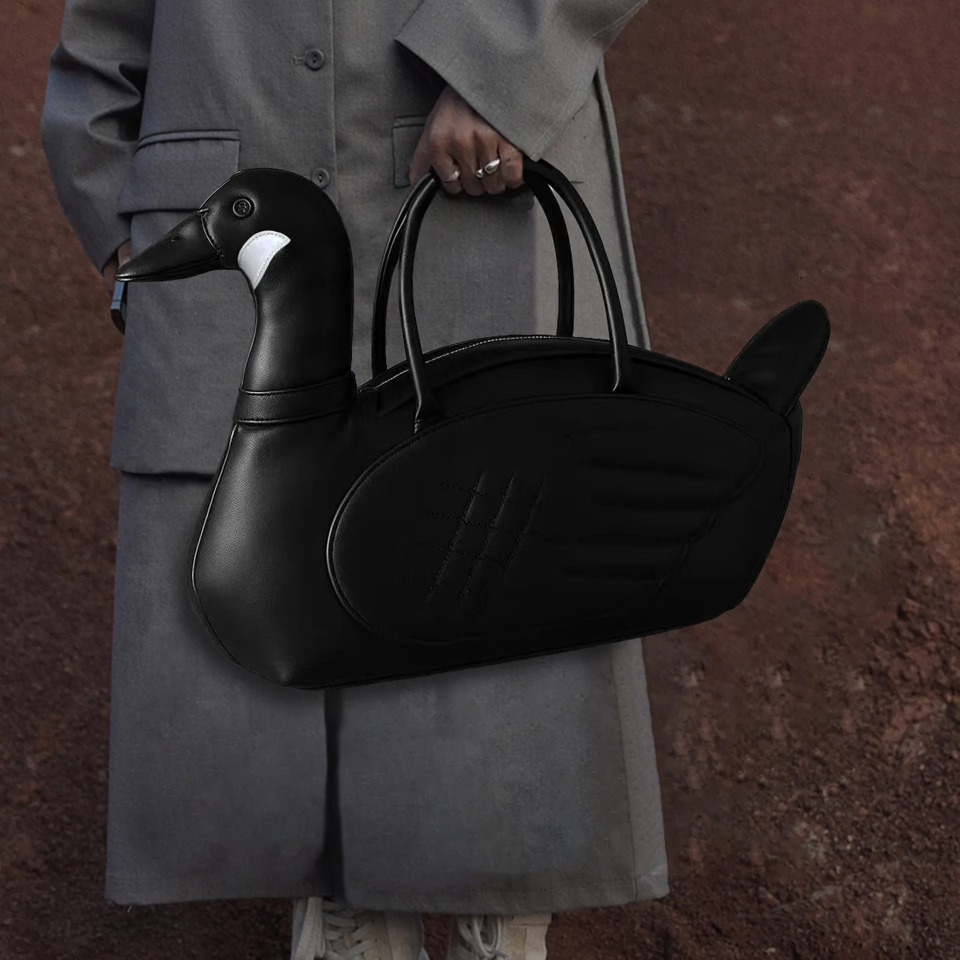 

Персонализированная сумка-тоут Y2K Black Swan, большая вместительная сумка для модниц в стиле миллениум, трехмерная.