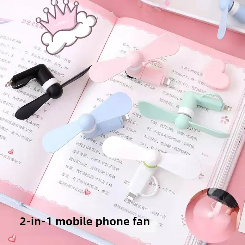Ventilador para celular 3 em 1 Ventiladores para celular compatíveis com iPhone/iPad/Android Smartphone/Tablet adequado para Micro USB/Tipo C/Lightning