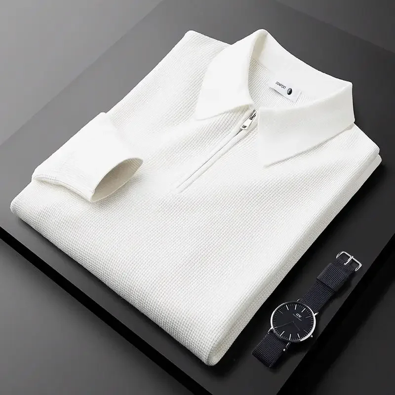 Pullover Winter Long Sleeve Male Sweatshirts Knit Mens Polo Shirts Polyester Bulk Sale Harajuku Fashion Elegant Korean Autumn Xl