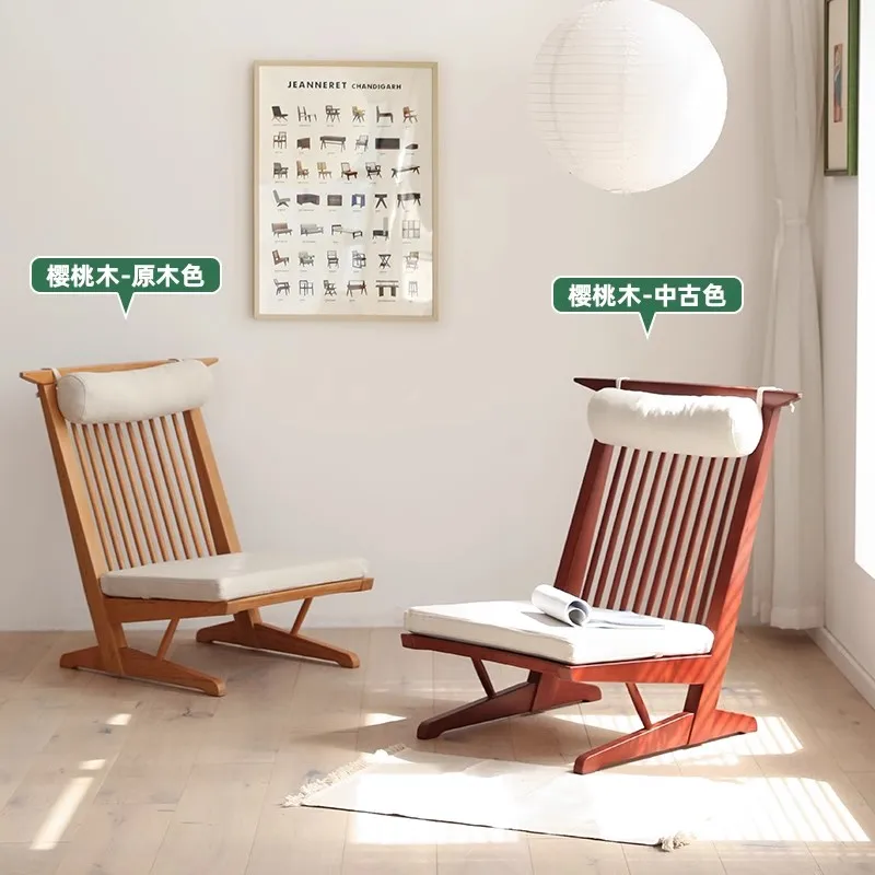 Nordic single low sofa chair living room solid wood recliner mid-century back designer seat Japanese George chair