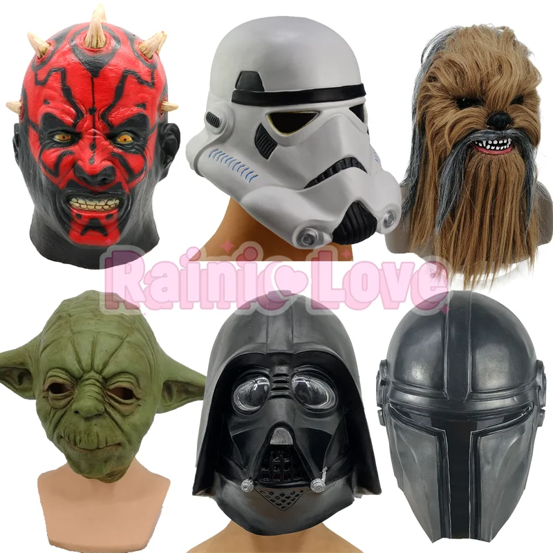 Máscara de cosplay de Darth Vader, accesorio de película, máscara de cosplay de Yoda, máscara de PVC para fiesta de Halloween, unisex para adultos