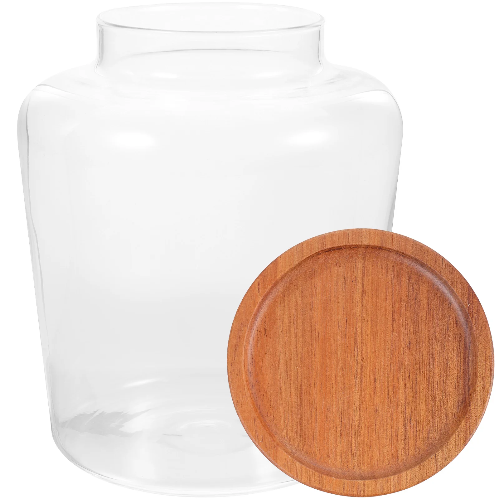 

Premium Glass Storage Canister with Wood Lid Airtight Food Jar for Tea Coffee Spices Rice Flour Kitchen Pantry Organization Home