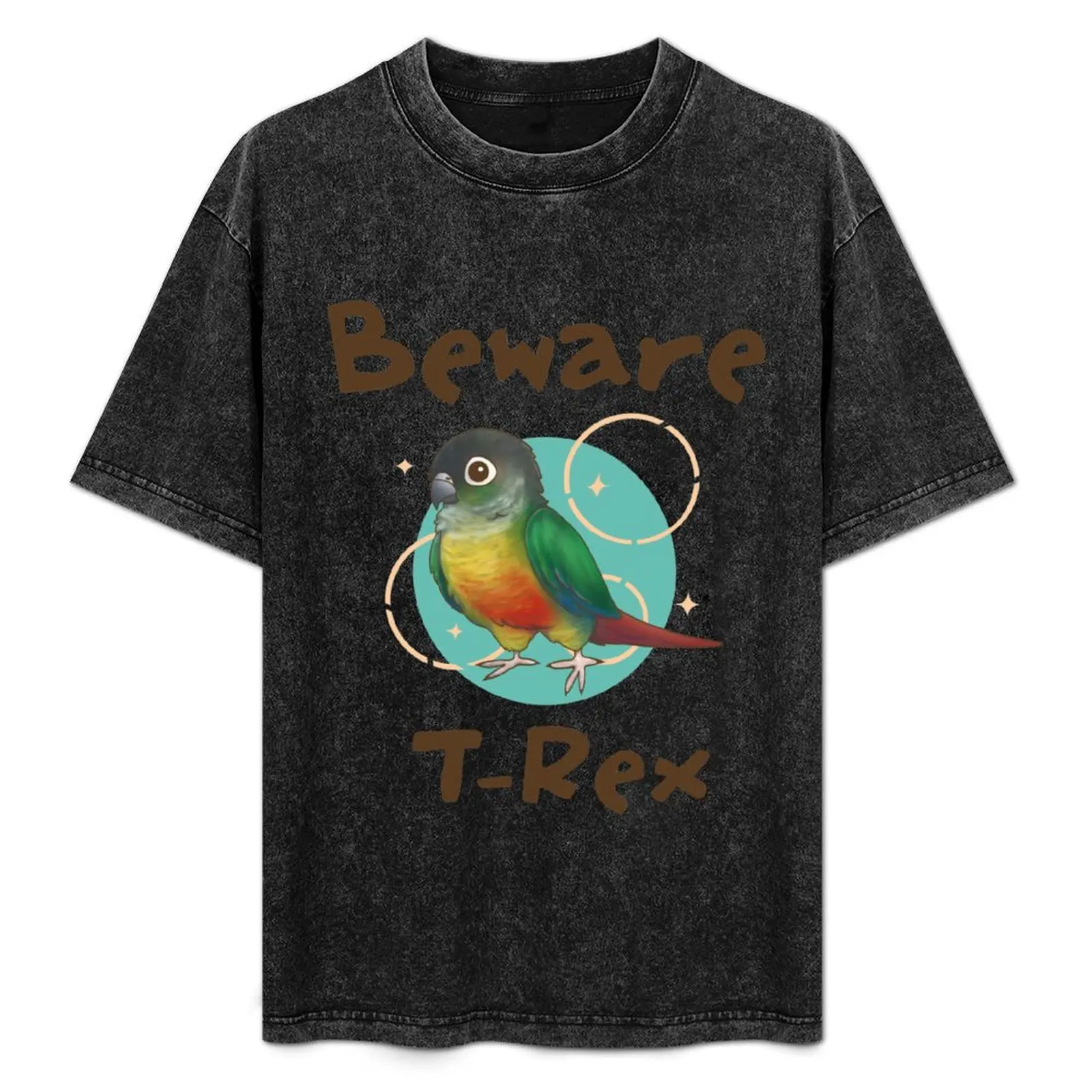 

Beware the T-Rex (Yellows Sided Green Cheek Conure) T-Shirt Long Lasting Casual T-Shirt